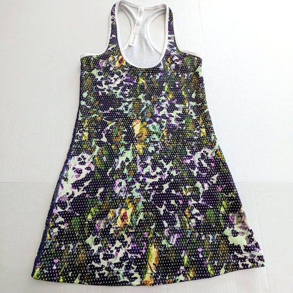 LULULEMON Women's Racerback  Long Tank Top  Size 2  Multicolor Print - Picture 1 of 5